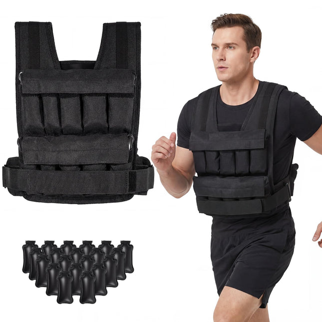 Goplus Adjustable Weighted Vest with 20 Removable Metal-Sand Weights (44LBS w/49”-62” Waist Size)