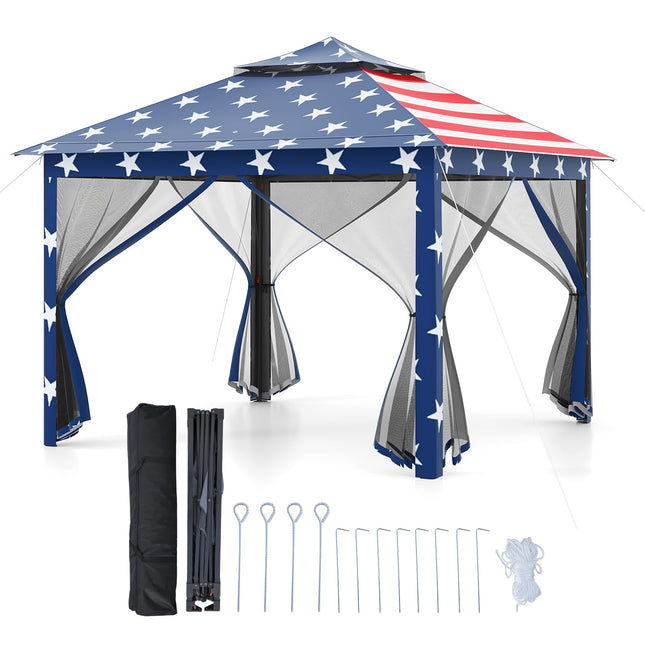 Goplus11 ft × 11 ft Pop up Gazebo w/Mesh Netting Sidewalls Vented Top & Drainage Holes