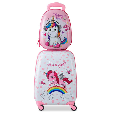 Goplus 2PC Kids Luggage, 12" & 16" Kids Carry On Luggage Set, Lightweight Spinner Suitcases for Boys and Girls - GoplusUS