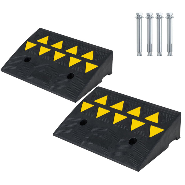 Goplus 2 Pcs Heavy-Duty Rubber Curb Ramp 15 Ton Load Capacity 5" Rise