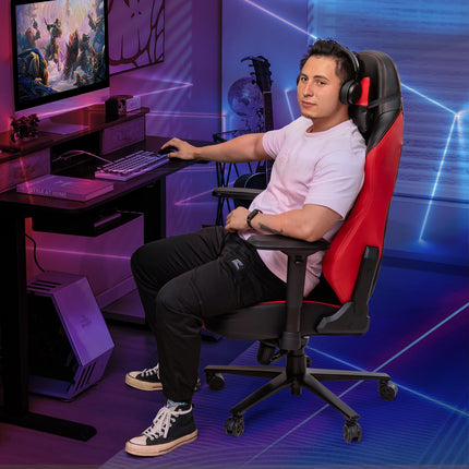 Goplus Gaming Chair, 360?? Swivel Computer Chair with Casters, Multi-Angle Reclining, Tension Control, 4D Armrest