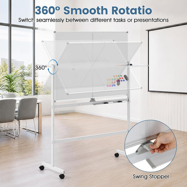 Goplus 48” x 36” Mobile White Board with Lockable Universal Wheels