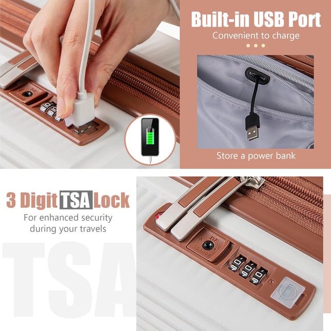 Goplus Carry On Luggage Set, 2 Piece Airline Approved 20” Suitcase & 14” Cosmetic Case