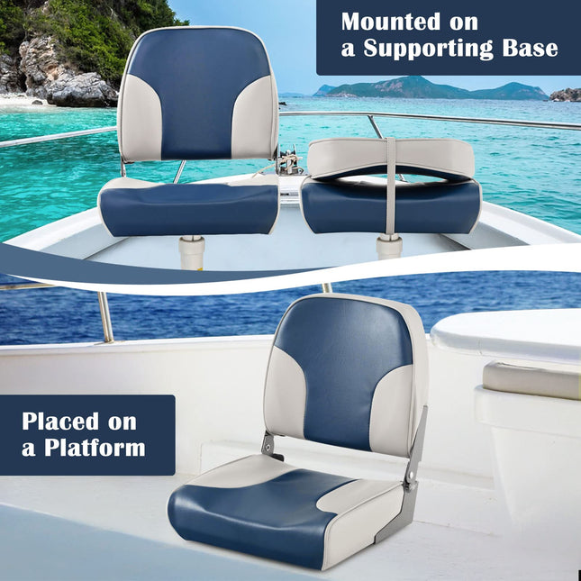Goplus 2 Pack Low Back Boat Seat, Folding Boat Seats with Stainless Steel Screws & Aluminum Hinges