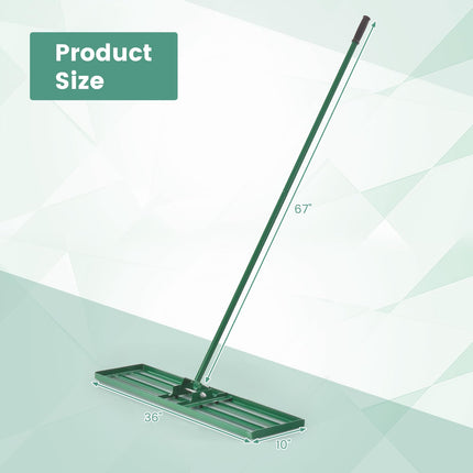 Goplus Lawn Leveling Rake, Heavy Duty Level Lawn Tool w/ Ergonomic Handle for Soil