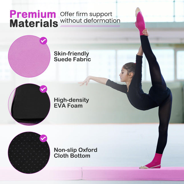 Goplus 7 FT Folding Balance Beam, Foam Floor Gymnastic Beam w/Removable Suede Cover, Non-Slip Bottom