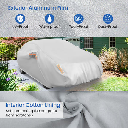 Car Cover for Automobiles 193 Inch Rain Sun UV Protection Universal Fit Sedan Chevrolet Ford Nissan