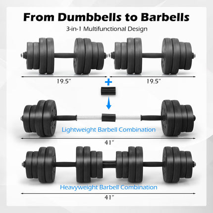Goplus Adjustable Dumbbells, 3 in 1 Convertible 66 LBS Free Weights with Connectors