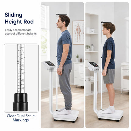 Goplus Height and Weight Scale with Height Rod | Digital Physician Scale with 400 lbs Capacity