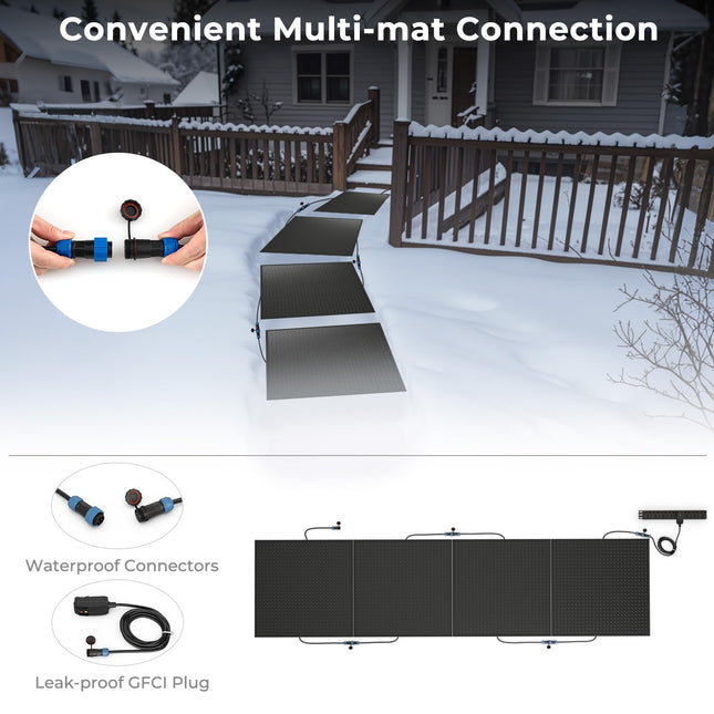 Goplus Heated Snow Melting Mat, Heated Outdoor Mat for Winter Snow Removal (30” x 30” with Power Cord + 2*Without Power Cord)