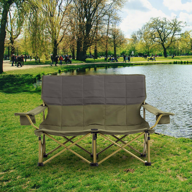 Goplus Double Camping Chair for Adults, Outdoor Folding Loveseat Camping Couch Chair(2-Person Seat)