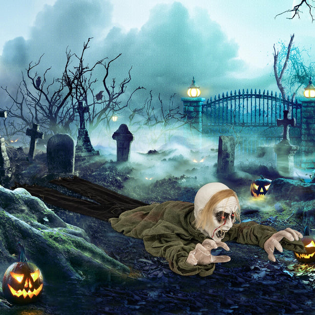 Goplus Halloween Skeleton Groundbreaker Decoration, Sound-Actived Halloween Party Decoration