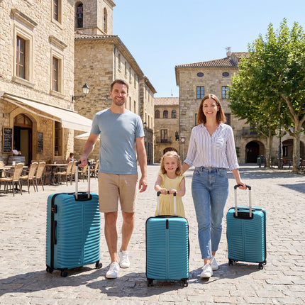 Goplus 3 Piece Pin Stripe Luggage Set | Lightweight Hardshell Suitcases with 360° Spinner Wheels