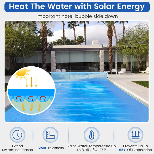 Goplus Rectangle 12 x 24 FT Pool Cover for In-Ground and Above-Ground Swimming Pools