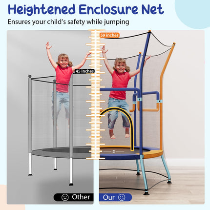 Goplus Kids Trampoline for Toddlers, ASTM Approved Mini Trampoline w/Heightened Safety Enclosure Net