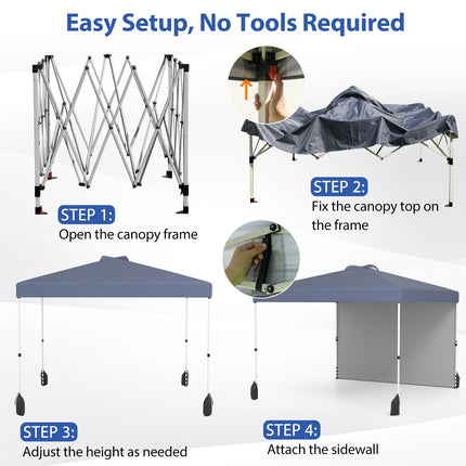 Goplus 10 x 10 Pop Up Canopy with 1 Sidewall and Wheeled Bag
