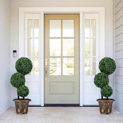 Goplus Artificial Boxwood Topiary Tree Sun-Protective Triple Ball Fake Plants Shrubs