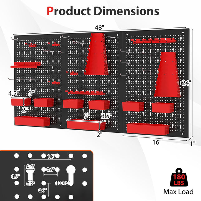 Goplus 4 FT Metal Pegboard Wall with Hooks Storage Bins & Tool Holders