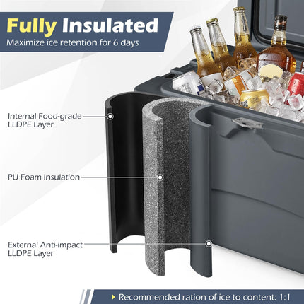 Goplus 45QT Hard Cooler w/Portable Handles Cup Holders & Ruler for Camping & Beach