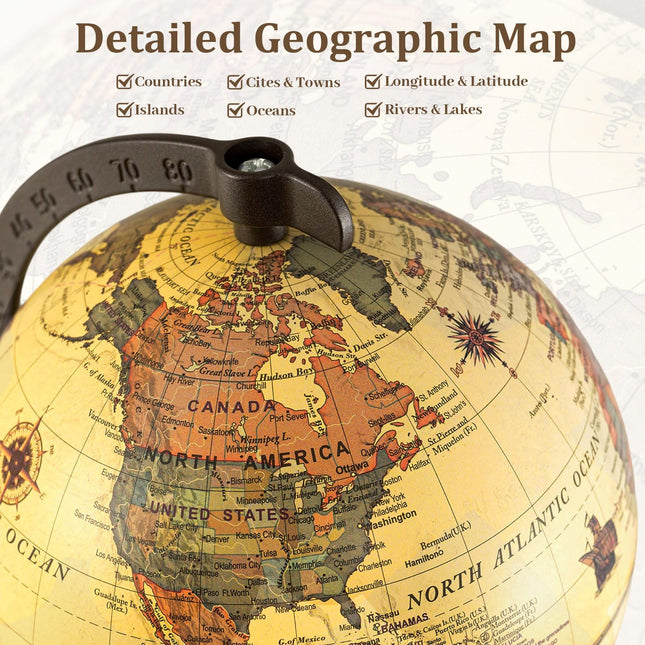 Goplus 5.5-Inch Mini Vintage Rotating Globe w/Curved Alloy Stem