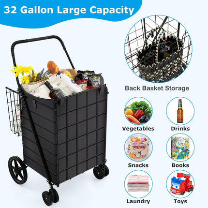 Folding Shopping Cart for Groceries - Goplus