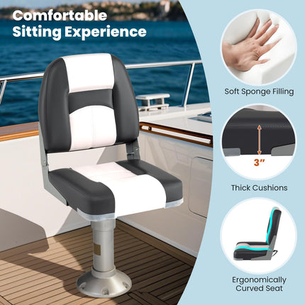 Goplus 2 Packs Folding Boat Seat with Stainless Steel Screws & Aluminum Hinges