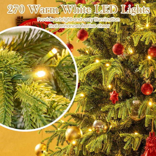 Goplus Pre-Lit Artificial Hinged Full Xmas Tree with PVC & Soft TPE Branch Tips