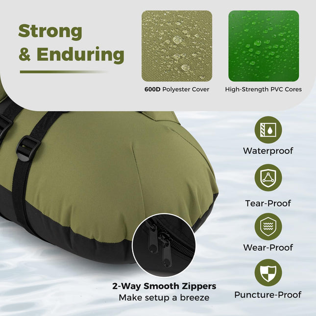 Goplus Inflatable Float Tube With Rod Holder | 350LBS Load Capacity