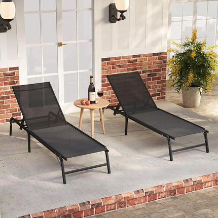 Goplus Outdoor Patio Lounge Chairs with 5-position Adjustable Backrest