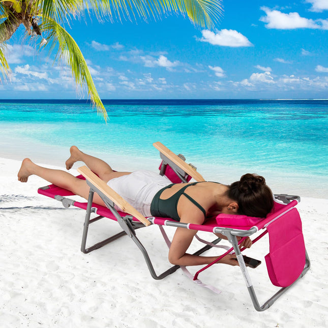 Goplus 3-in-1 Foldable Lay-Flat Tanning Chair with Face and Arm Holes