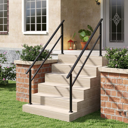 Goplus Metal Hand Rail Fits 0-6 Steps w/Flexible Angle Adjustment