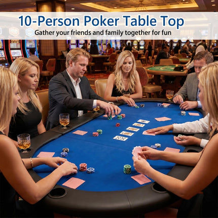 Goplus 84"x42" Foldable Poker Table Top 10 Players w/Cup Holders