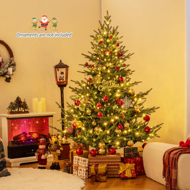 Goplus 6 FT / 7 FT Pre-Lit Artificial Christmas Tree with PVC & PE Mixed Branch Tips