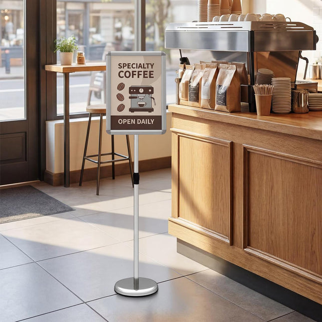 Goplus 11 x 17 Inch Sign Holder Stand with Snap-Open Frame & 360° Rotation