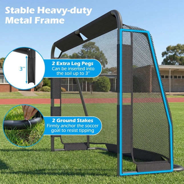 Goplus 6 ft x 4 ft Metal Frame Soccer Goal Set with Net & Anchoring System for Garden Field