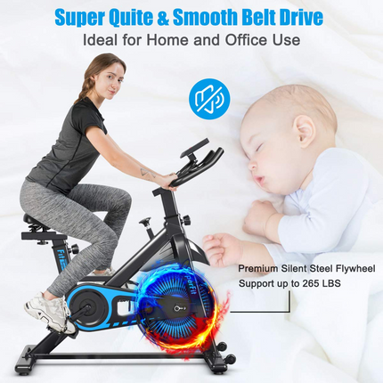 Goplus Indoor Cycling Bike, Silent Belt Drive Exercise Bike with Steel Flywheel, Phone Holder - GoplusUS