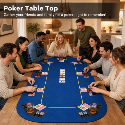 Goplus 79" x 36" Poker Mat | 8 Player Poker Topper with Cup Holder & Carry Bag