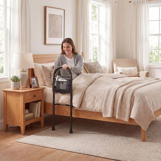 Goplus Bed Rails for Elderly Adults Safety | Adjustable Height Bed Assist Railings with Support Legs