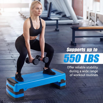 Goplus 35.5" Aerobic Step Platform w/4 Risers | 3-Level Adjustable Exercise Stepper