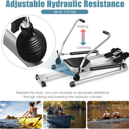 Goplus Hydraulic Rowing Machine Rower with LCD Monitor