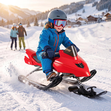 Goplus Snow Racer Sled with Brakes Steering Handle & Tow Ropes
