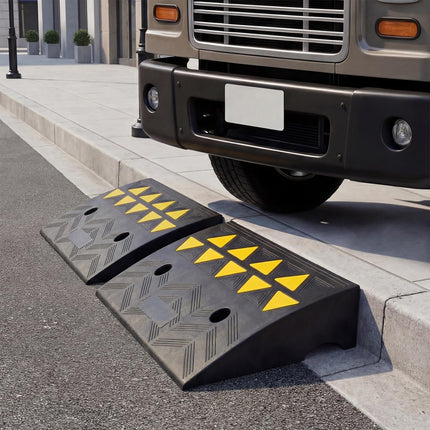Goplus 2 Pcs Heavy-Duty Rubber Curb Ramp 15 Ton Load Capacity 5" Rise