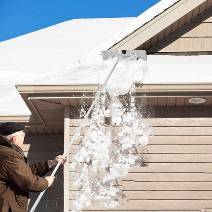 Snow Roof Rake, 25-Inch Blade 20 Ft Extension Snow Shovel for Snow Removal w/ Wheels Anti-Slip Handle