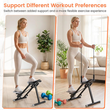 Goplus Stair Stepper Foldable Vertical Climber Exercise Machine with Detachable Handlebar