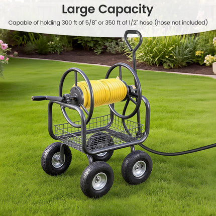 Goplus Garden Hose Reel Cart, 300 FT of 5/8" Large Capacity