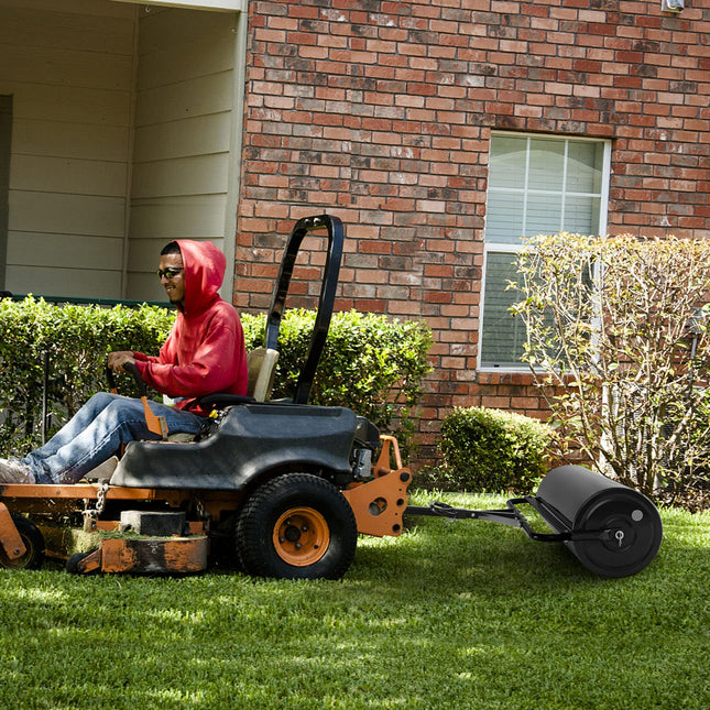 Goplus Lawn Roller, Push/Tow-Behind Lawn Roller, 17 Gallon/63L Water/Sand-Filled Sod Roller with Detachable Gripping Handle