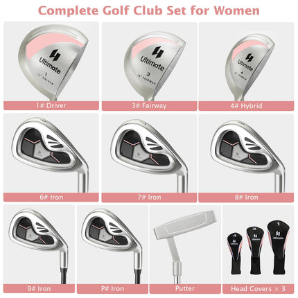 Goplus Complete Golf Club Set for Women, 9 Pieces Golf Clubs, Suitable for Lady Right Handed