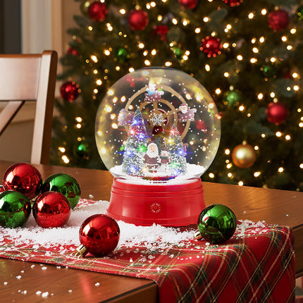 Goplus Christmas Snow Globe Decoration (Snowing Santa w/Ferris Wheel)