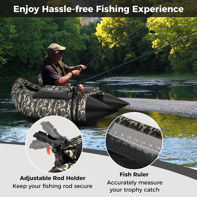 Goplus Inflatable Float Tube, Fishing Belly Boat, Fishing Float Tube for Angling, 350LBS Load Capacity