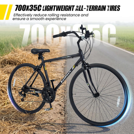 Goplus Hybrid Bike 18-Speed 700C Urban Commuter Bicycle with Shimano Drivetrain